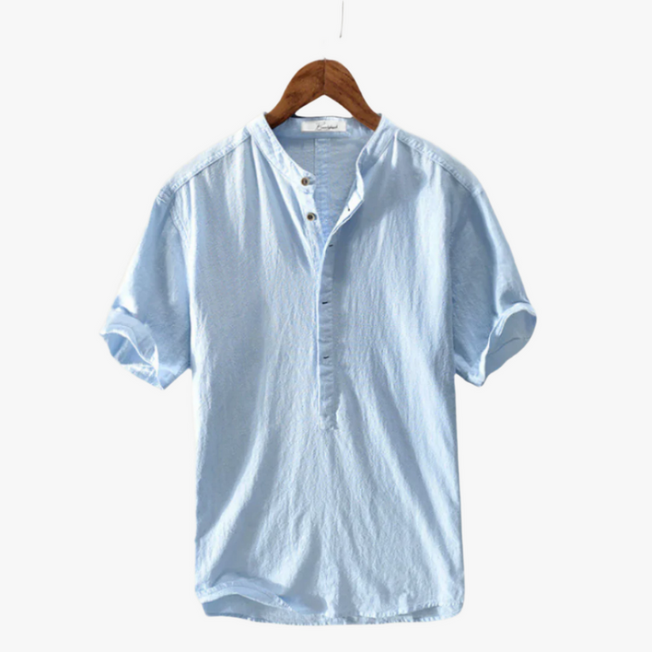 Levoire | Chemise en lin décontractée pour hommes T-Shirt d'été pour hommes Bleu clair