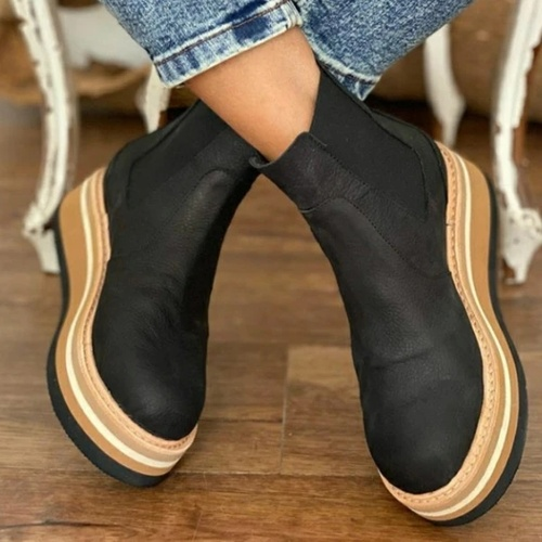 Levoire | Bottes À Talons Compensés Avec Bande Élastique Et Semelle Compensée Noir