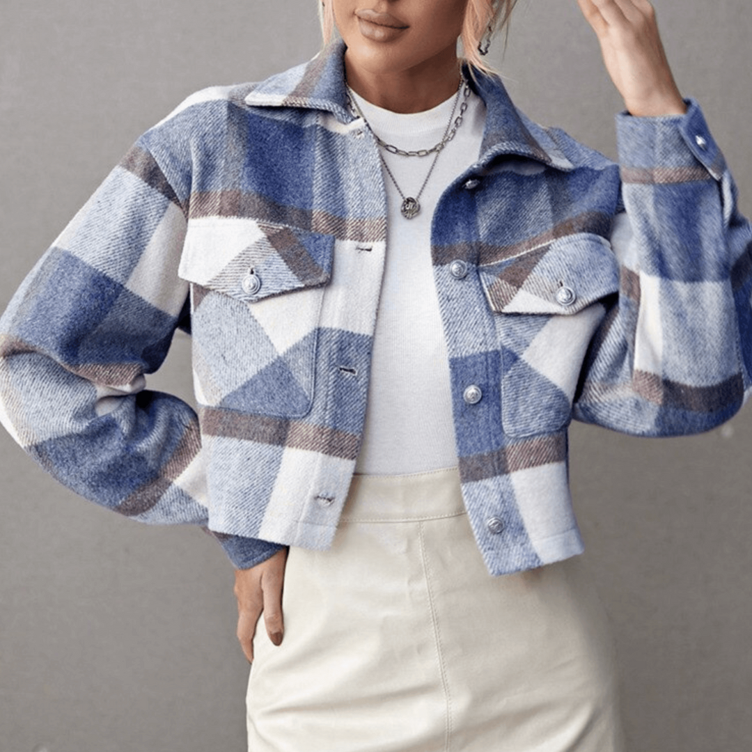 Levoire | Veste De Transition Patchwork Femme Avec Fermeture À Boutons Bleu