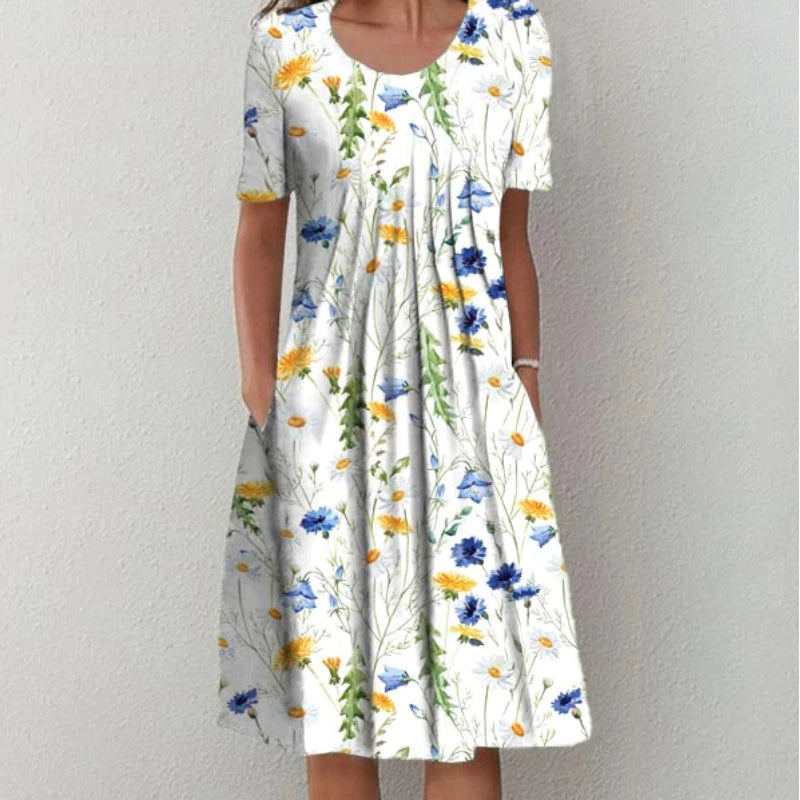 Levoire | Robe Intemporelle Avec Recouvrement Du Ventre Fleurs jaunes