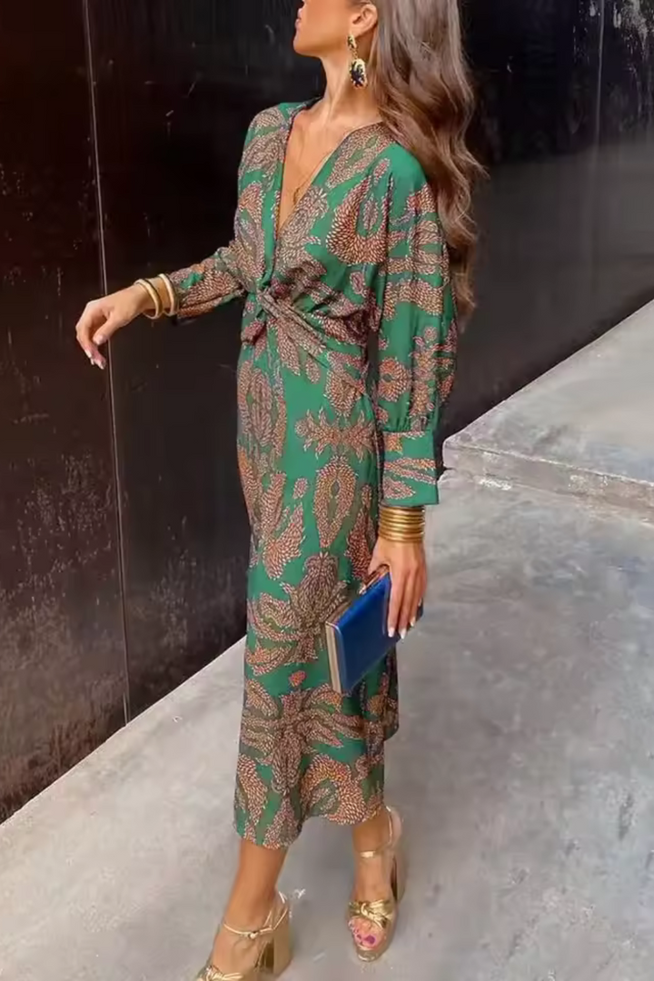 Levoire | Robe femme flatteuse robe à décolleté en V Vert