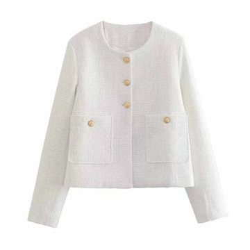 Levoire | Femmes Veste Élégante Avec Col Rond Veste Femme Tendance Blanc