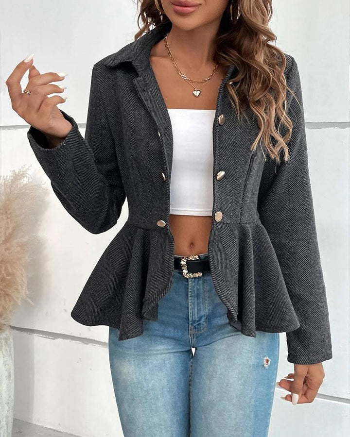 Levoire | Blazer Ajusté Avec Boutons Et Volants Zoom Pour Femmes
