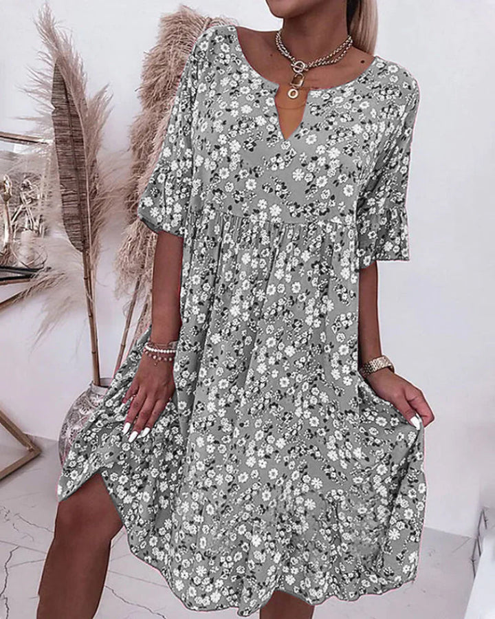 Levoire | Robe À Mi-Manches Avec Motif Floral Gris