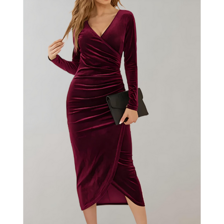 Levoire | Robe D'Invité De Mariage Enveloppante À Col En V - Midi Rouge