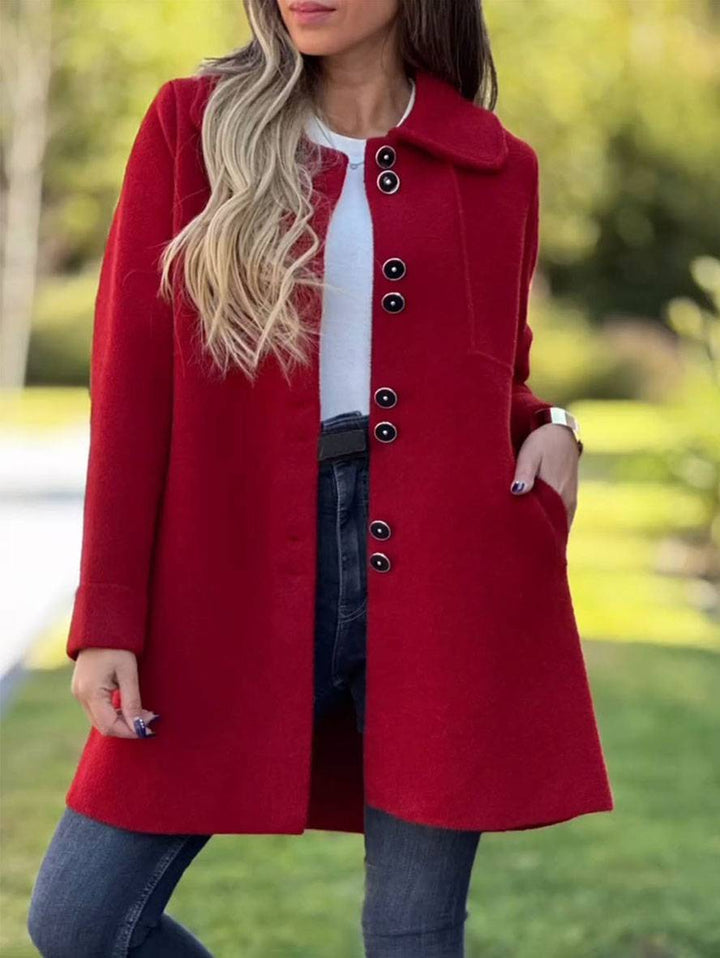 Levoire | Manteau Pour Femmes Avec Boutons, Poches Pratiques Et Un Col Revers Rot