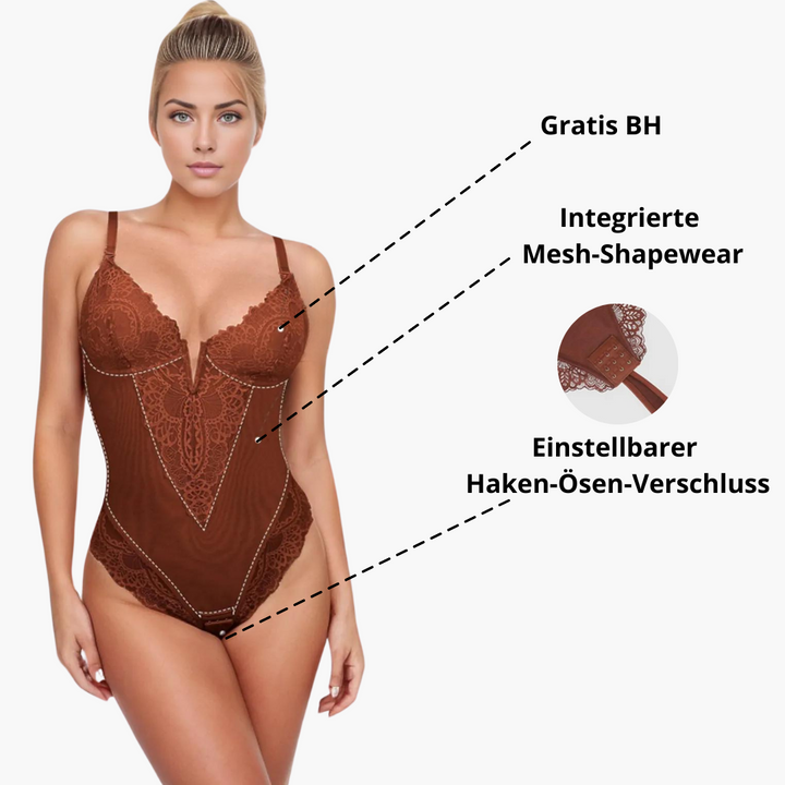 Levoire | Corp body string gainant avec décolleté en V profond et soutien-gorge intégré