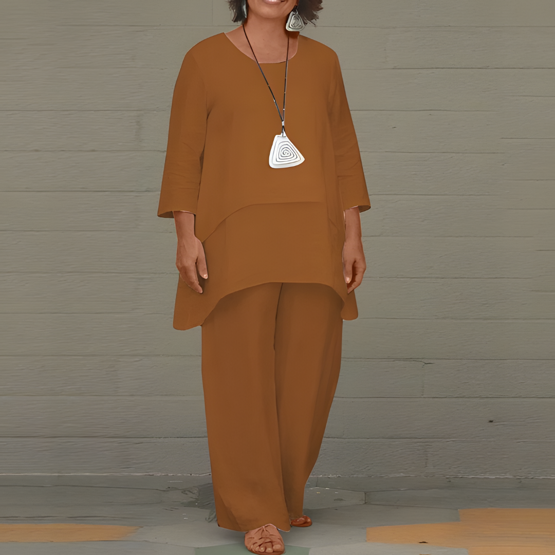 Levoire | Ensemble deux pièces luxueux pour femmes Khaki