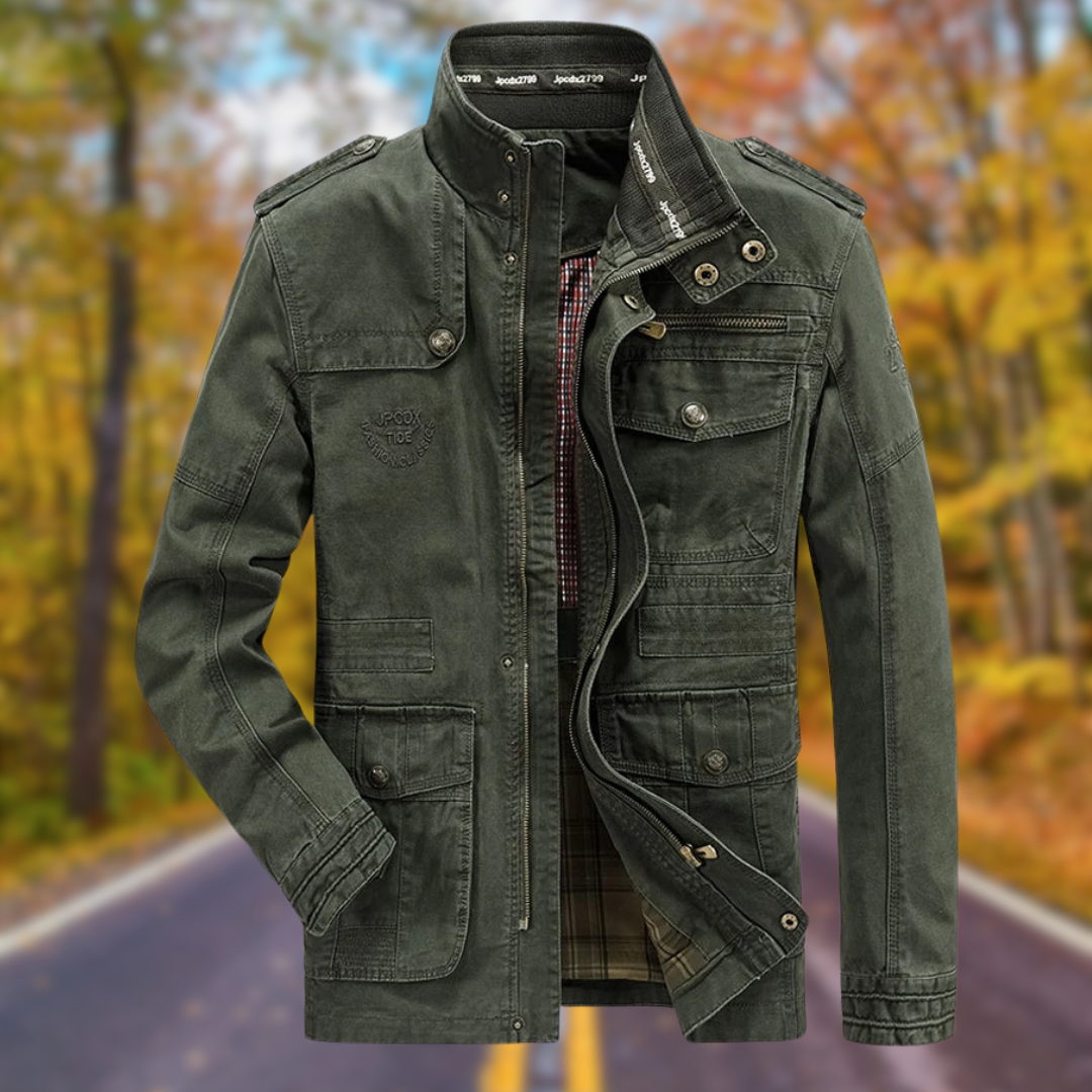 Levoire | Veste d'automne à zip Vert Militaire