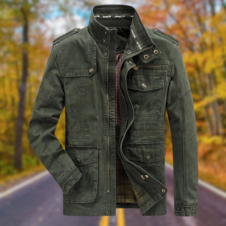 Levoire | Veste d'automne à zip Vert Militaire