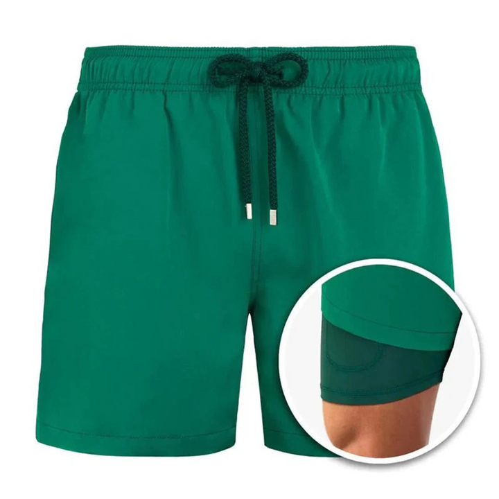 Levoire | Hommes Short de bain à 2 couches Vêtements de bain stylés pour hommes Vert