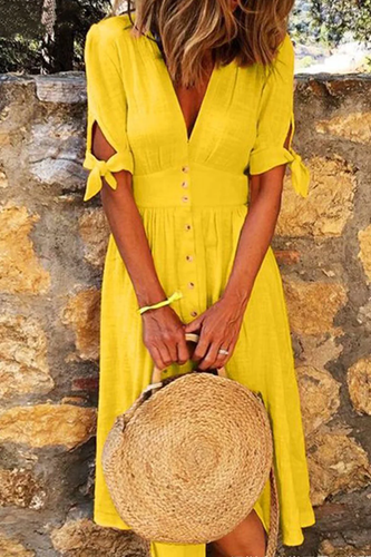 Levoire | Robes décontractées élégantes nouées à col en V avec boucle