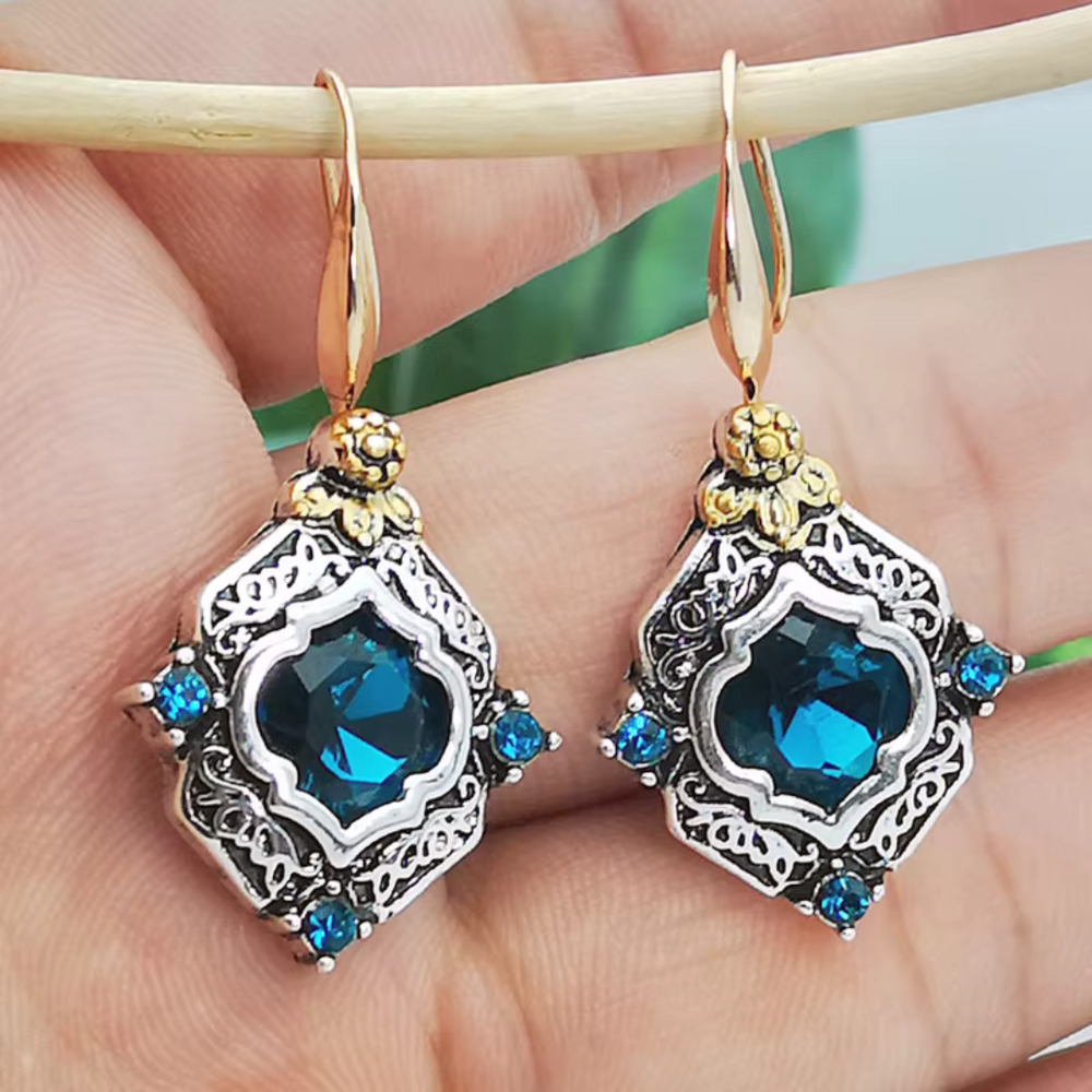Levoire | Récolte De Vin Boucles D'Oreilles En Cristal Bleu Or Or