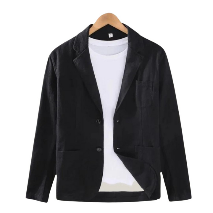 Levoire | Hommes Blazer en Lin Italien Élegant Veste Charmante Pour Hommes Noir