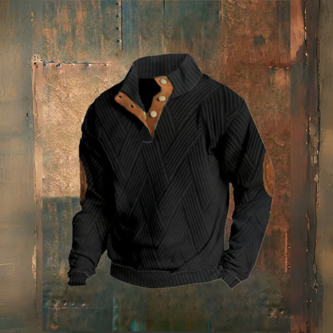 Levoire | Motif À Carreaux Pull À Boutons Décontracté Noir