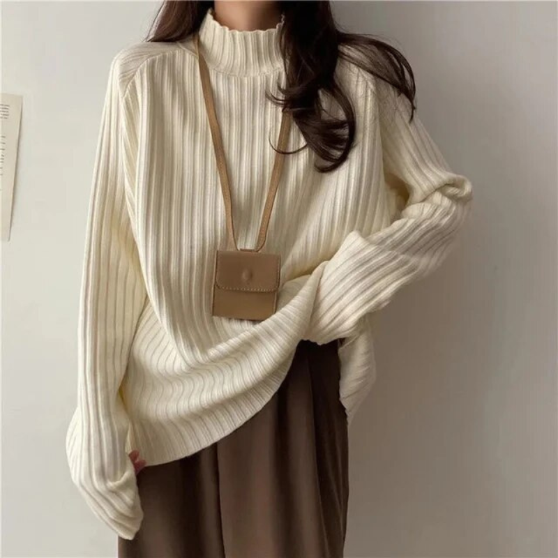 Levoire | Pull Avec Col Haut Pour Femmes Long Beige
