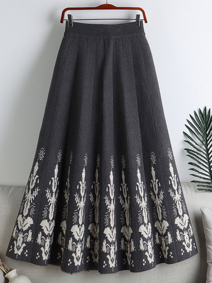 Levoire | Jupe Plissée Jacquard Taille Haute Une taille Gris