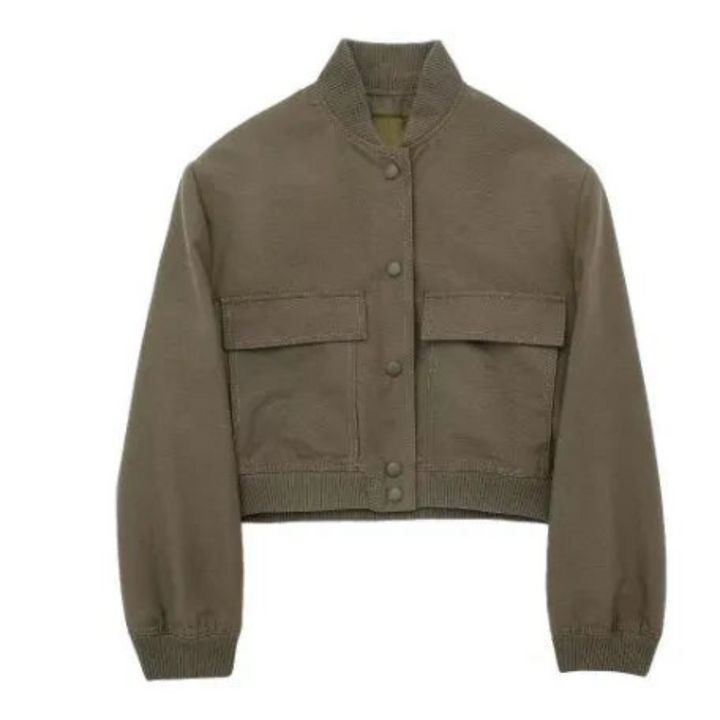 Levoire | Veste courte avec col rond pour femmes Vert foncé