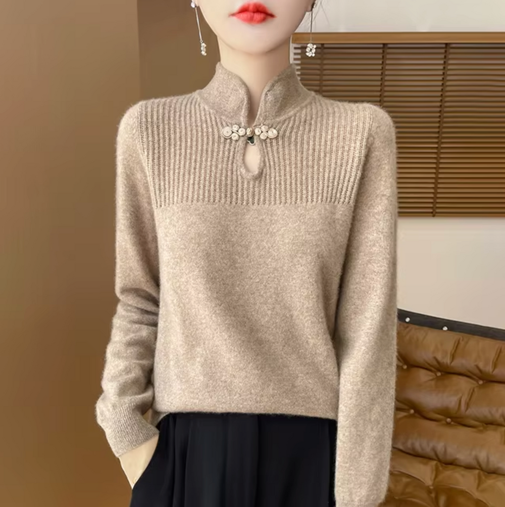 Levoire | Pull En Laine Tricoté Avec Col Montant Chameau