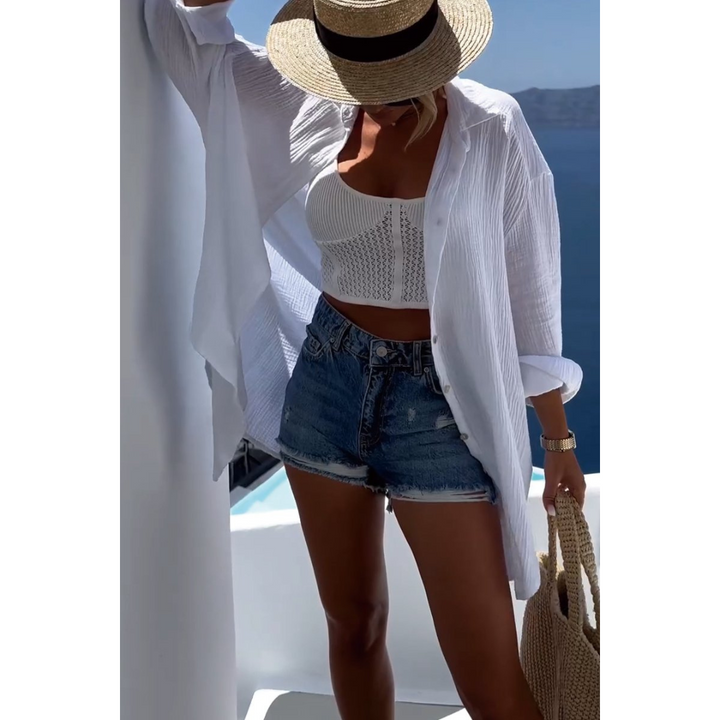Levoire | Chemise Surdimensionnée Boutonnée Pour - Femmes - Coupe Ample Blanc