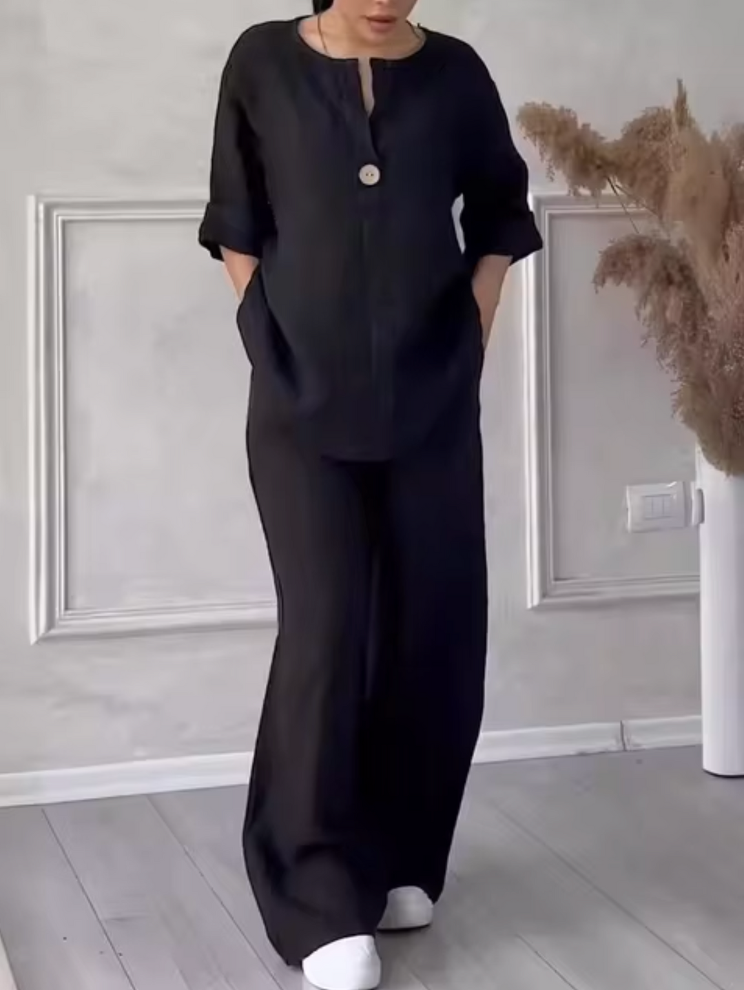 Levoire | Ensemble Costume Lin Coton Noir