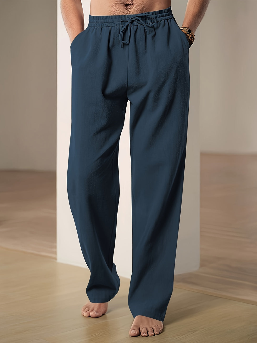 Levoire | Hommes Pantalon en Lin Décontracté Confortable En Été Pour Hommes Bleu marine