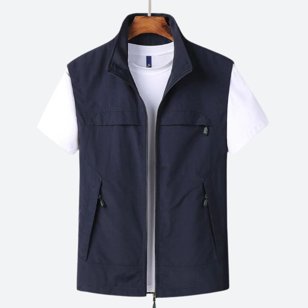 Levoire | Gilet élégant pour hommes avec fermeture éclair Bleu foncé
