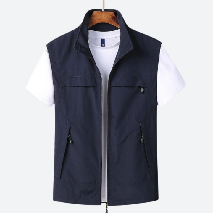 Levoire | Gilet élégant pour hommes avec fermeture éclair Bleu foncé