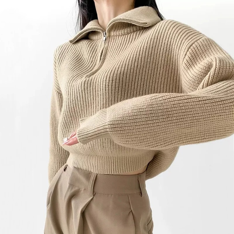 Levoire | Pull femme avec veste, en tricot côtelé et avec une coupe confortable Braun