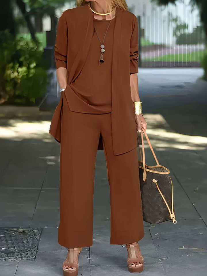 Levoire | Femmes Ensemble Élégant Trois Pièces Costume Pantalon Pour Femmes marron foncé