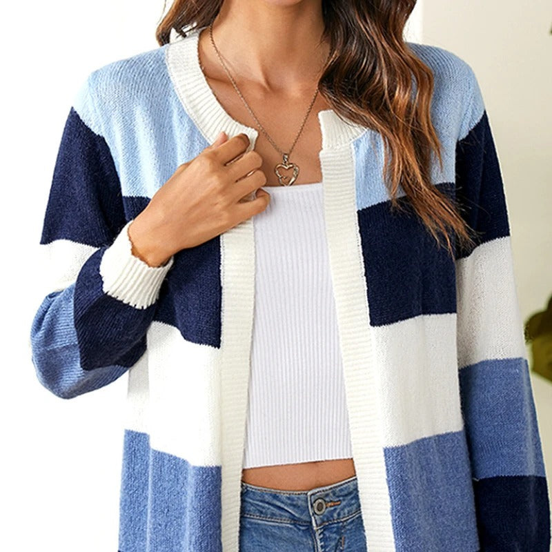 Levoire | Chaud Cardigan Femmes Long Bleu