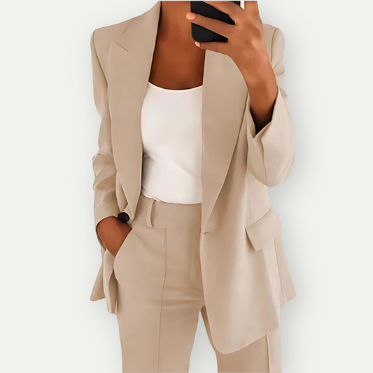 Levoire | Blazer Premium Ensemble Pour Femmes Élégant Et Confortable Tenue Professionnelle Beige