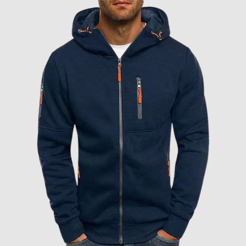 Levoire | Pull À Capuche Confortable Avec Fermeture Éclair Bleu
