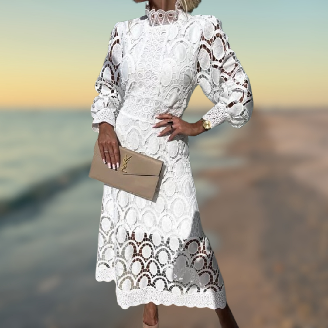 Levoire | Robe romantique effet dentelle Bianco