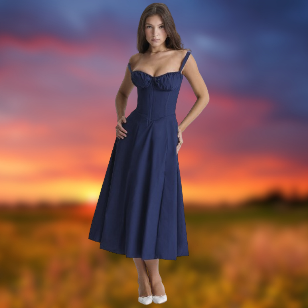 Levoire | Robe de soirée élégante à bretelles Bleu Foncé