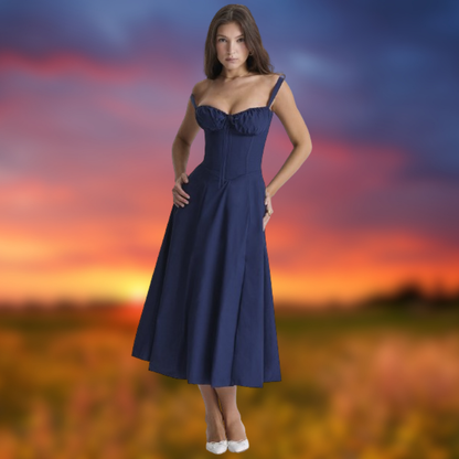 Levoire | Robe de soirée élégante à bretelles Bleu Foncé