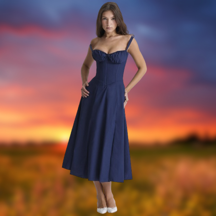 Levoire | Robe de soirée élégante à bretelles Bleu Foncé
