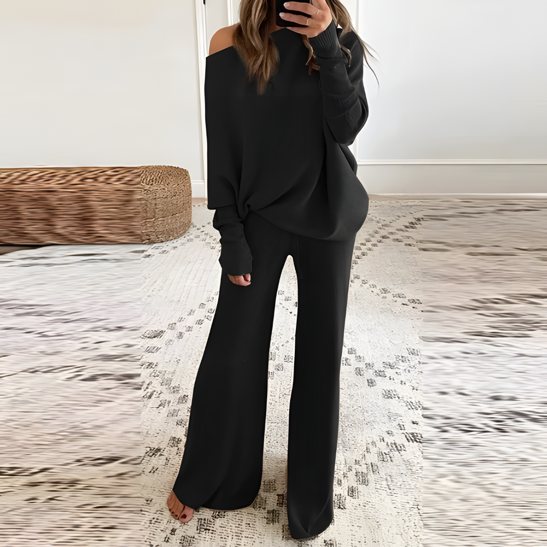 Levoire | Ensemble De Pull Décontracté À Deux Pièces Noir