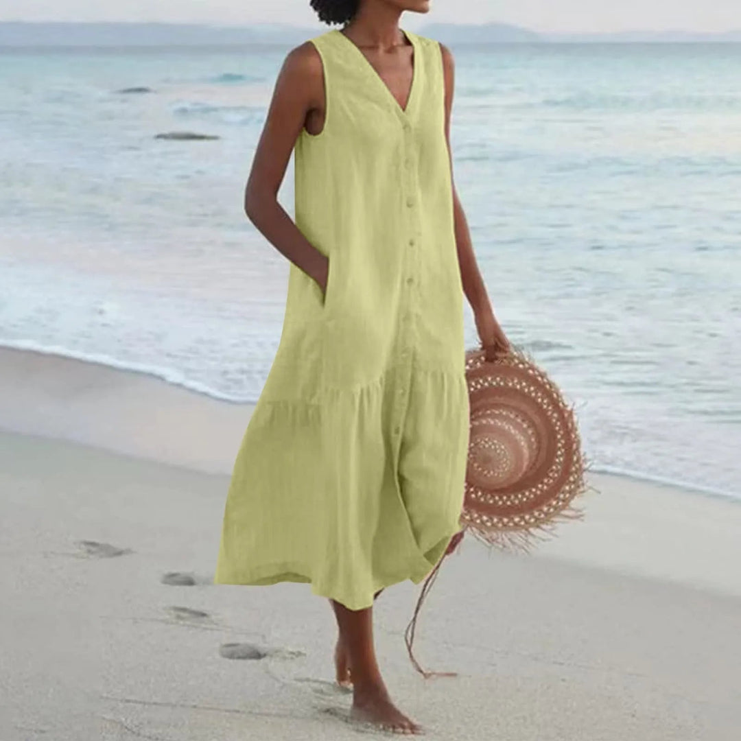 Levoire | Robe D'Été Avec Décolleté En V Pour Femmes Vert