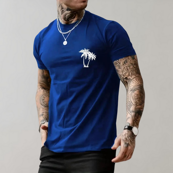 Levoire | T-shirt graphique pour homme avec imprimé palmier look d'été Bleu royal