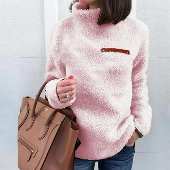 Levoire | Chemise à col pour femmes en polaire, chaude et confortable Rosa
