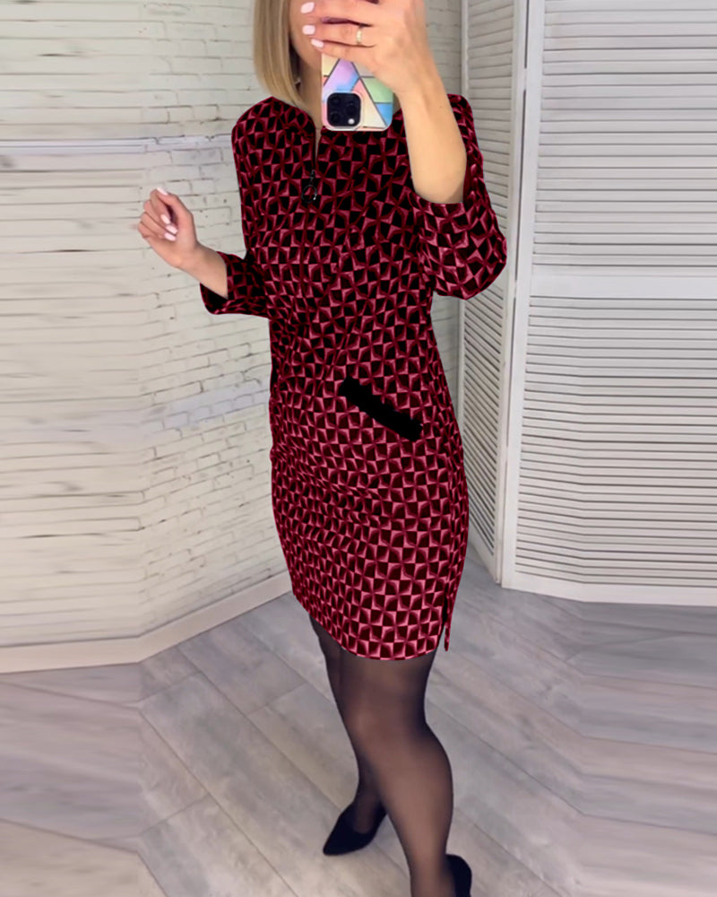 Levoire | Robe Avec Imprimé Diamant Et Manches Longues Rot