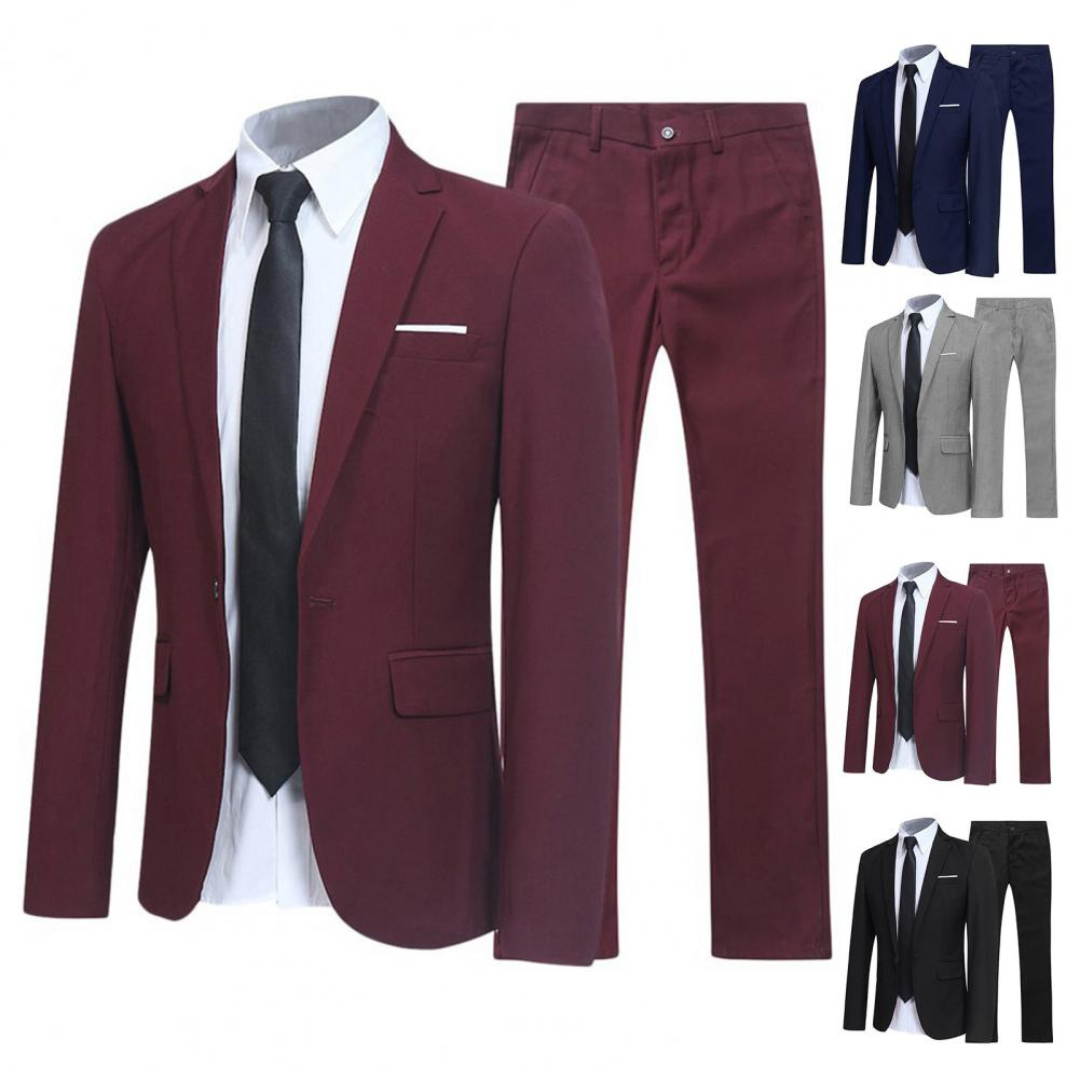 Levoire | Costume D'Invité De Mariage Slim Pour Homme - Deux Pièces Vin Rouge
