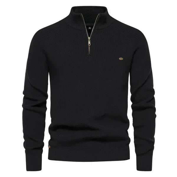 Levoire | Pull À Col Rond Pour Hommes En Coton Tricoté Noir