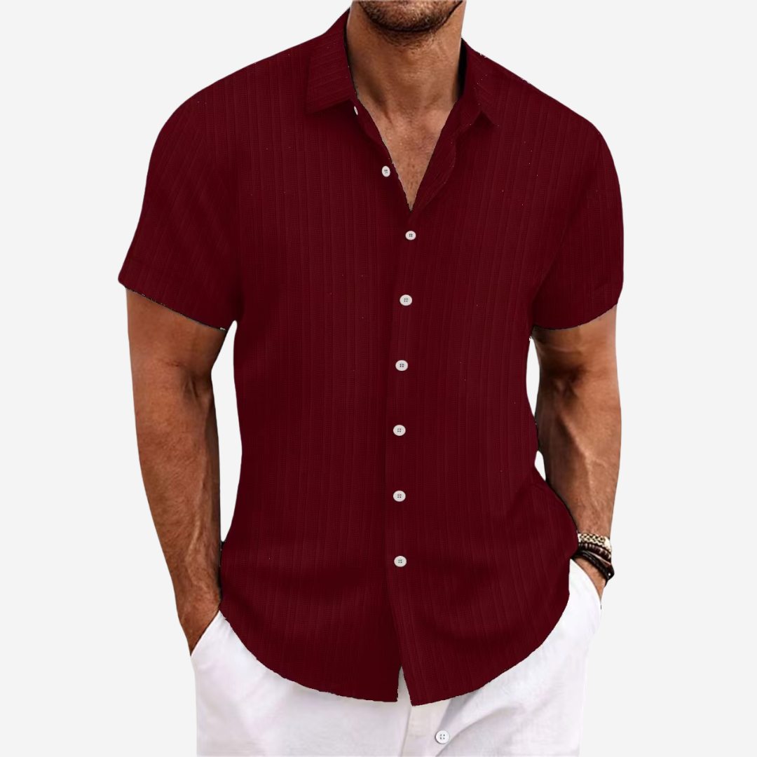 Levoire | Chemise Pour Hommes En Mélange De Lin Bordeaux