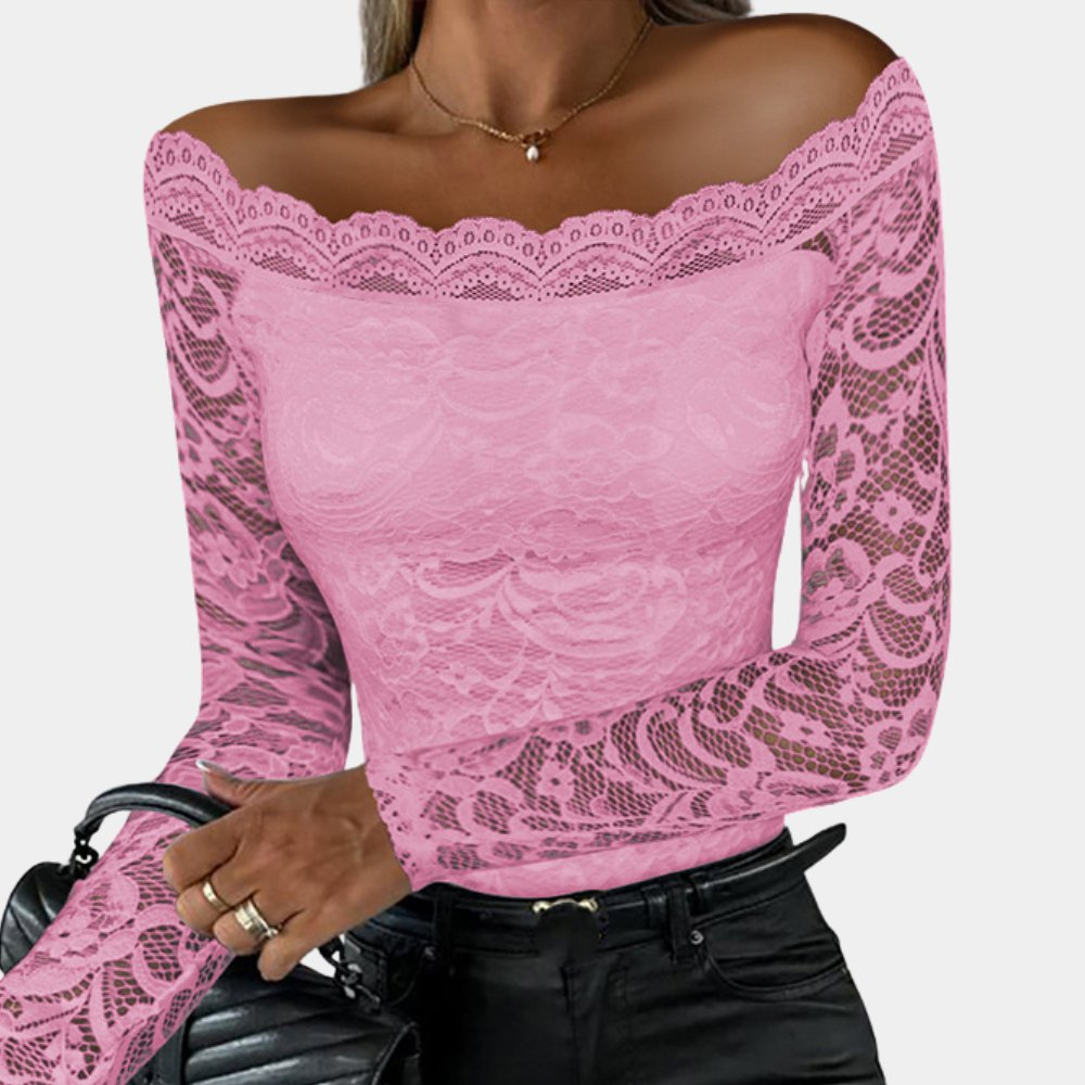 Levoire | Haut Femme Élégant En Dentelle Off Shoulder Pour Femmes Rosa