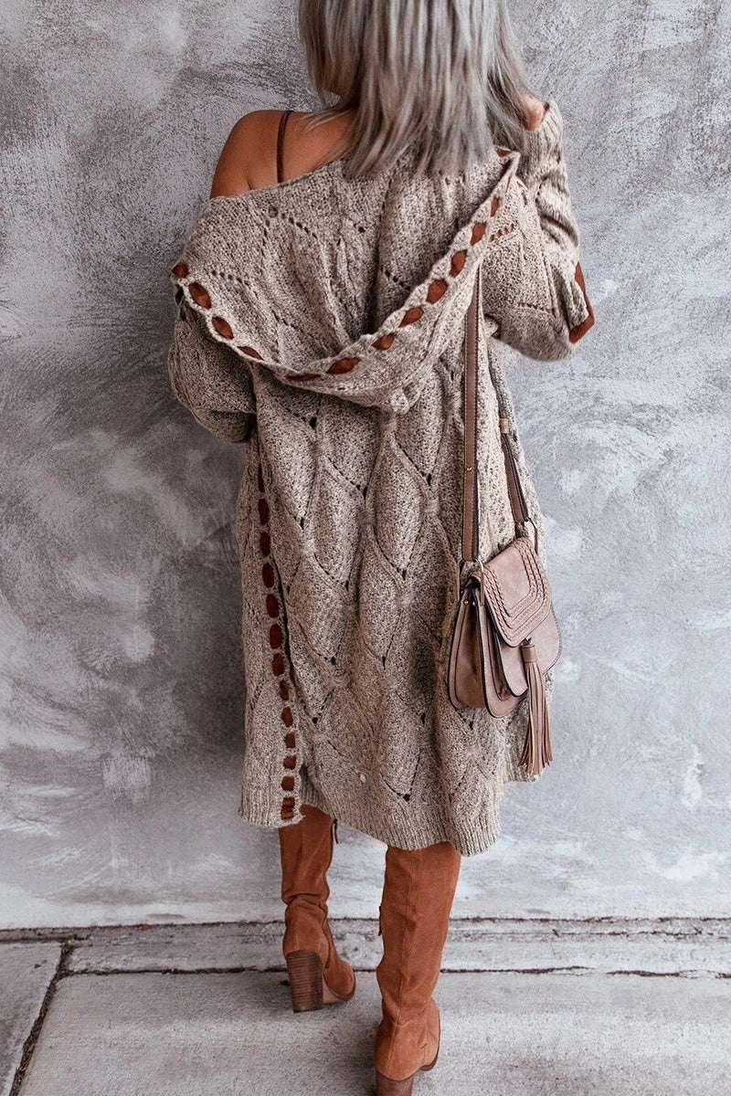 Levoire | Femmes Sweatshirt Long à Capuche Look Cardigan Rétro