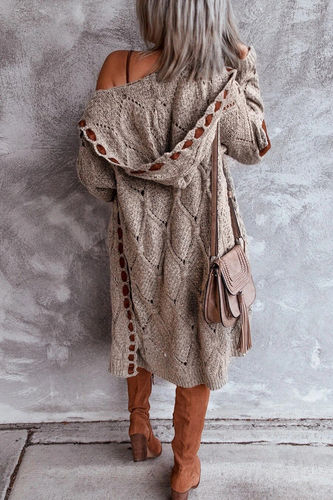 Levoire | Femmes Sweatshirt Long à Capuche Look Cardigan Rétro