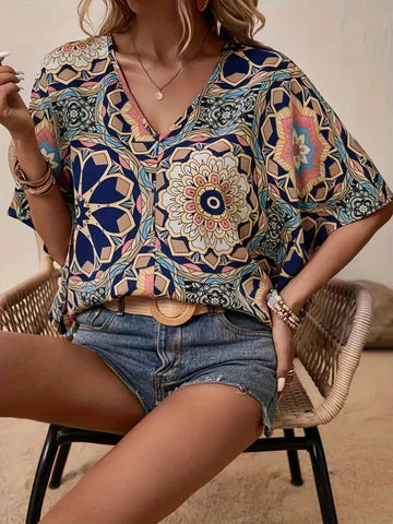 Levoire | Chemisier Avec Motif Floral Et Décolleté En V