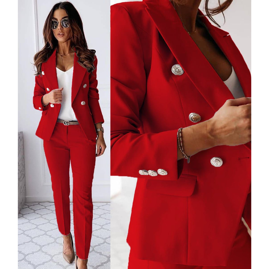 Levoire | Costume Blazer Pantalon Élégant Avec Double Boutonnage Formelle Rot